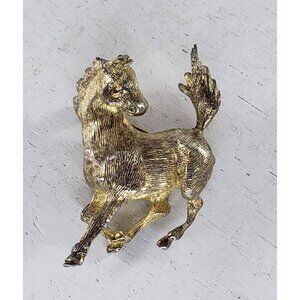 Sterling Gold Toned Horse Brooch Pin Vintage
